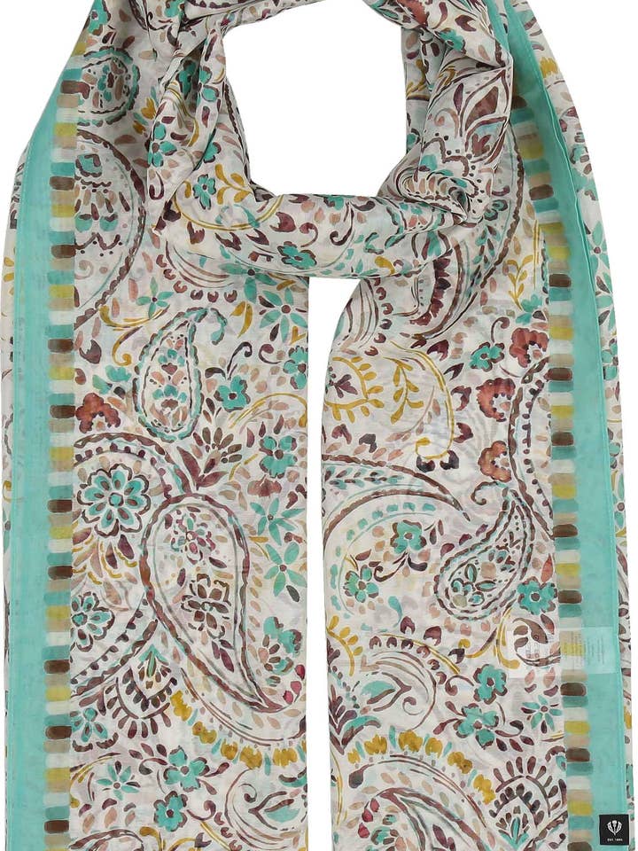 Ornamental Paisley Cotton Silk Wrap for wholesale by FRAAS - The Scarf Company