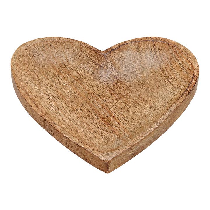 Ciotola decorativa a forma di cuore in legno di mango marrone (L/A/P) 20x2x20cm per la vendita all'ingrosso da parte di Wurm
