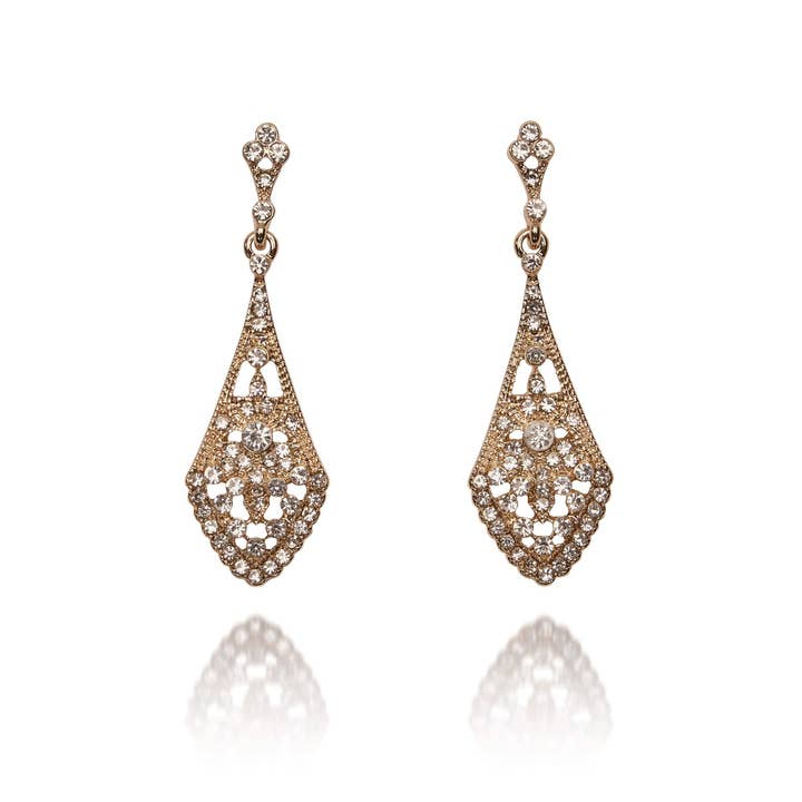 Lovett & Co - Wholesale Hangende/ronde oorbellen - Vintage art deco-oorbellen: vintage gouden oorbellen uit de jaren 20