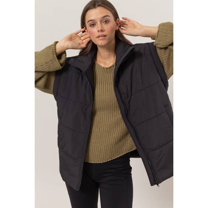 HYFVE - Wholesale Outerwear Vest - Women's - HF25A931-Oversized Puffer Vest