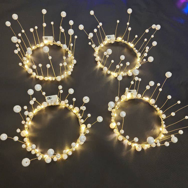 Ole - Wholesale Tiara - Women's - Pearl Crown Light Hair Accessories 5