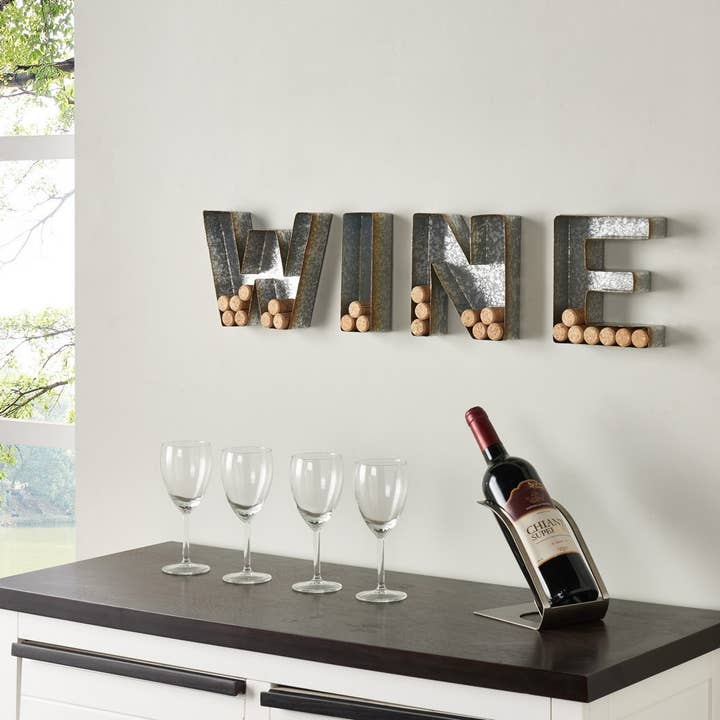 Wall Mount "WINE" Letter Set Cork Holder for wholesale by Danya B