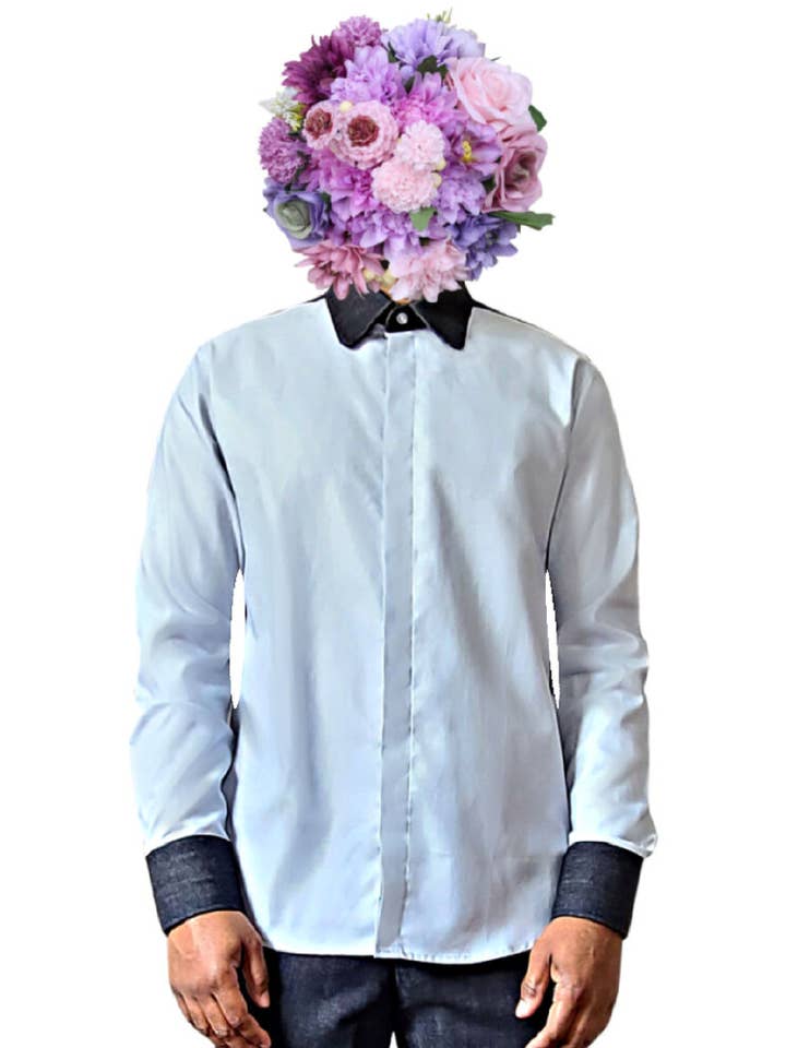 Lt Gray Black Cashmere Denim Shirt for wholesale by Isaiah Hemmingway