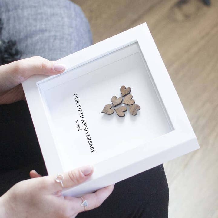 5th Anniversary Handmade Wooden Heart Framed Gift for wholesale by Afewhometruths