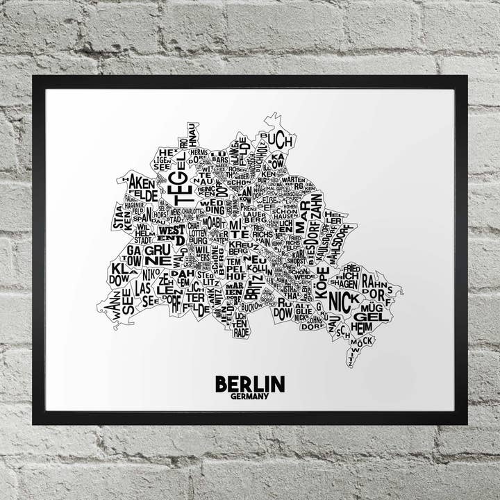 Berlin Neighbourhood Typography City Map Print for wholesale by Damon D Chan