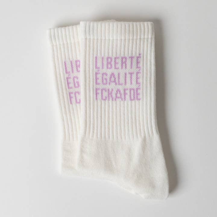 FCKAFDÉ Statement calzini - crema e lavanda per la vendita all'ingrosso da parte di arrel - responsible apparel