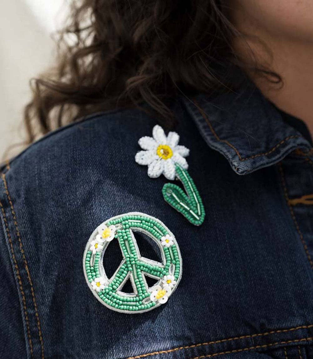 Matr Boomie Fair Trade - Vente Broches - Broche Épinglette de Paix Perlée Bala Mani - Fait Main4