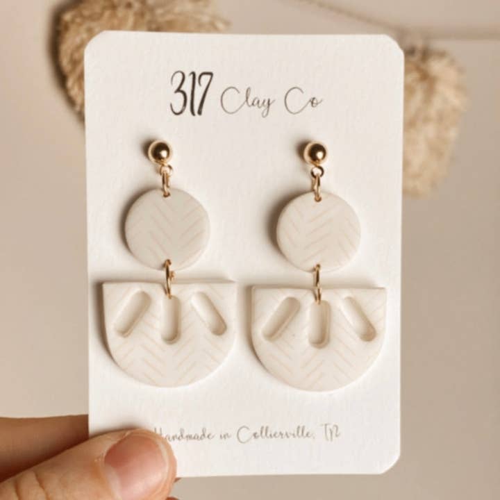 Margot - Neutral Clay Earrings - White for wholesale by 317 Clay Co