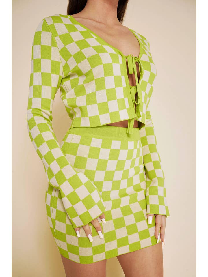 No Vacancy - Wholesale Skirt - Women's - Checker board knit mini skirt4