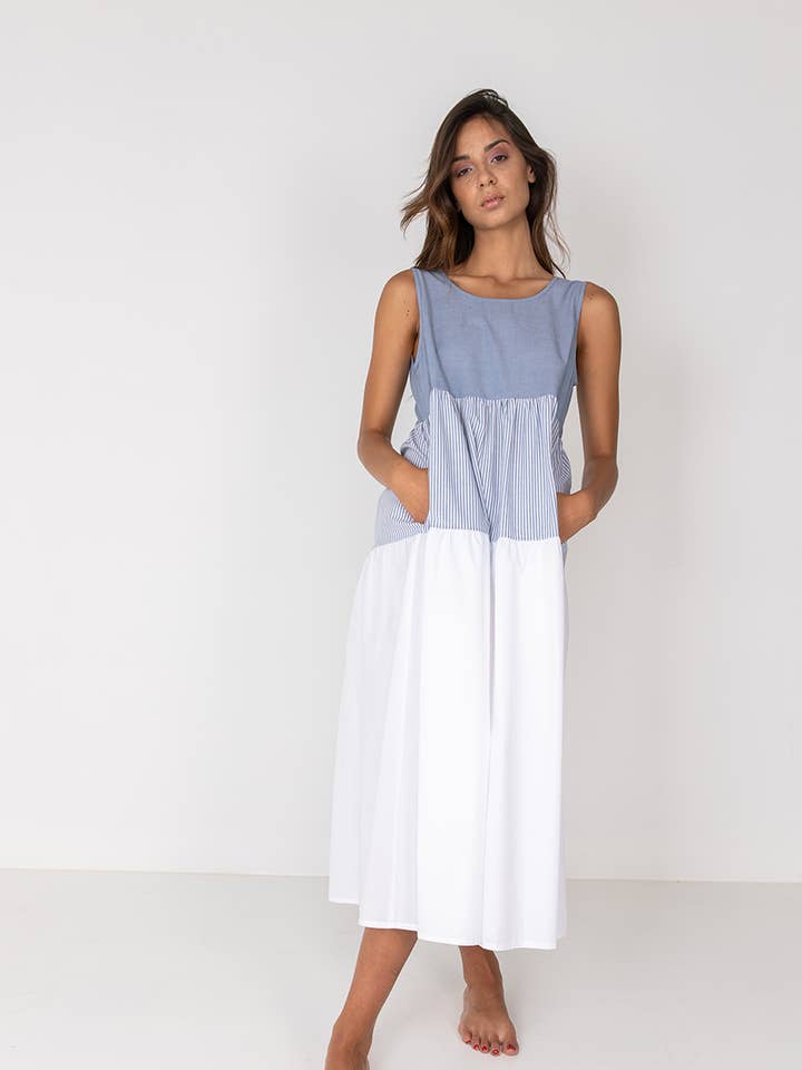 Robe Cami - robe longue en coton à motifs pour la vente par Simplicitas