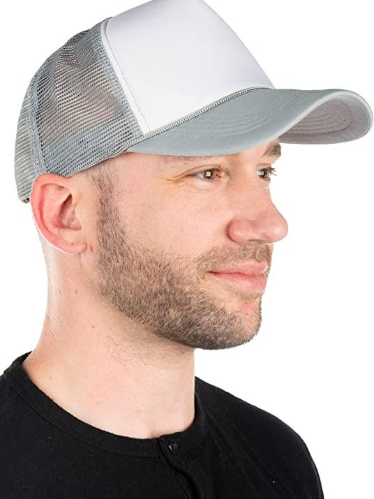 Cappello da camionista in schiuma (bianco/grigio chiaro) per la vendita all'ingrosso da parte di Funky Junque