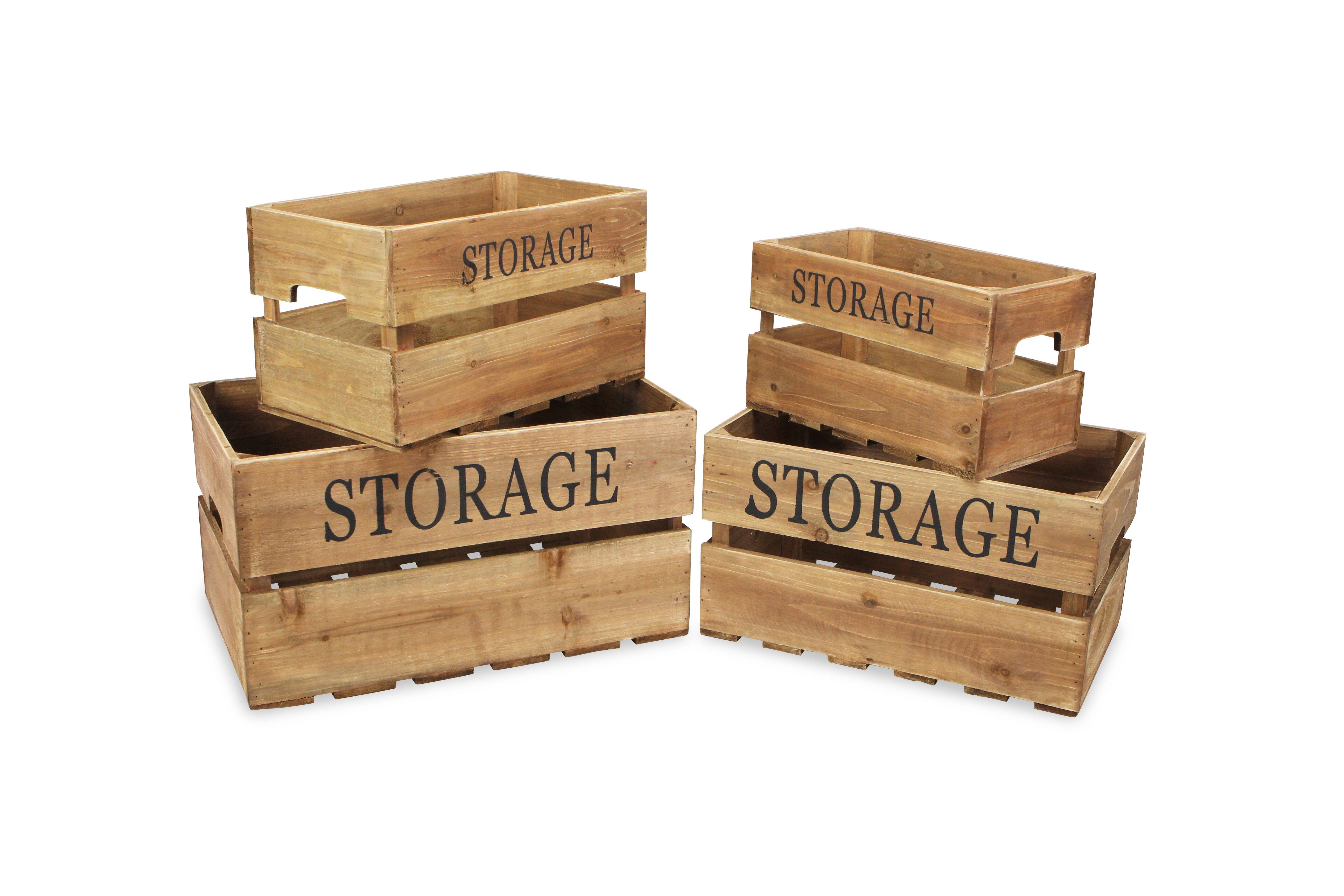 Cheungs Home Decor - Wholesale Storage Bin - Eika Set of 4 Wooden Storage Crates4