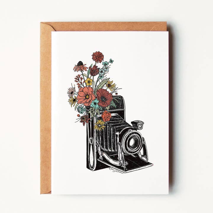 Floral Vintage Camera II Greeting Card for wholesale by Kaari & Co.