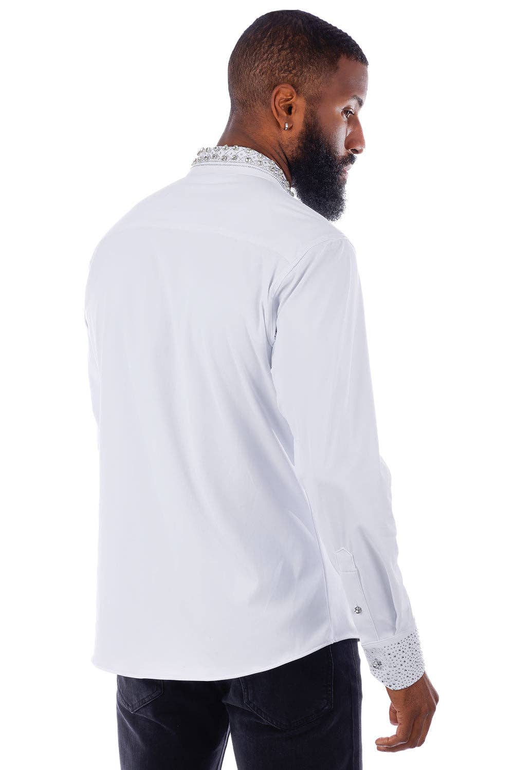 BARABAS – Camisa de botões - Homem por atacado – Camisa de manga comprida com gola strass para homem 3B296