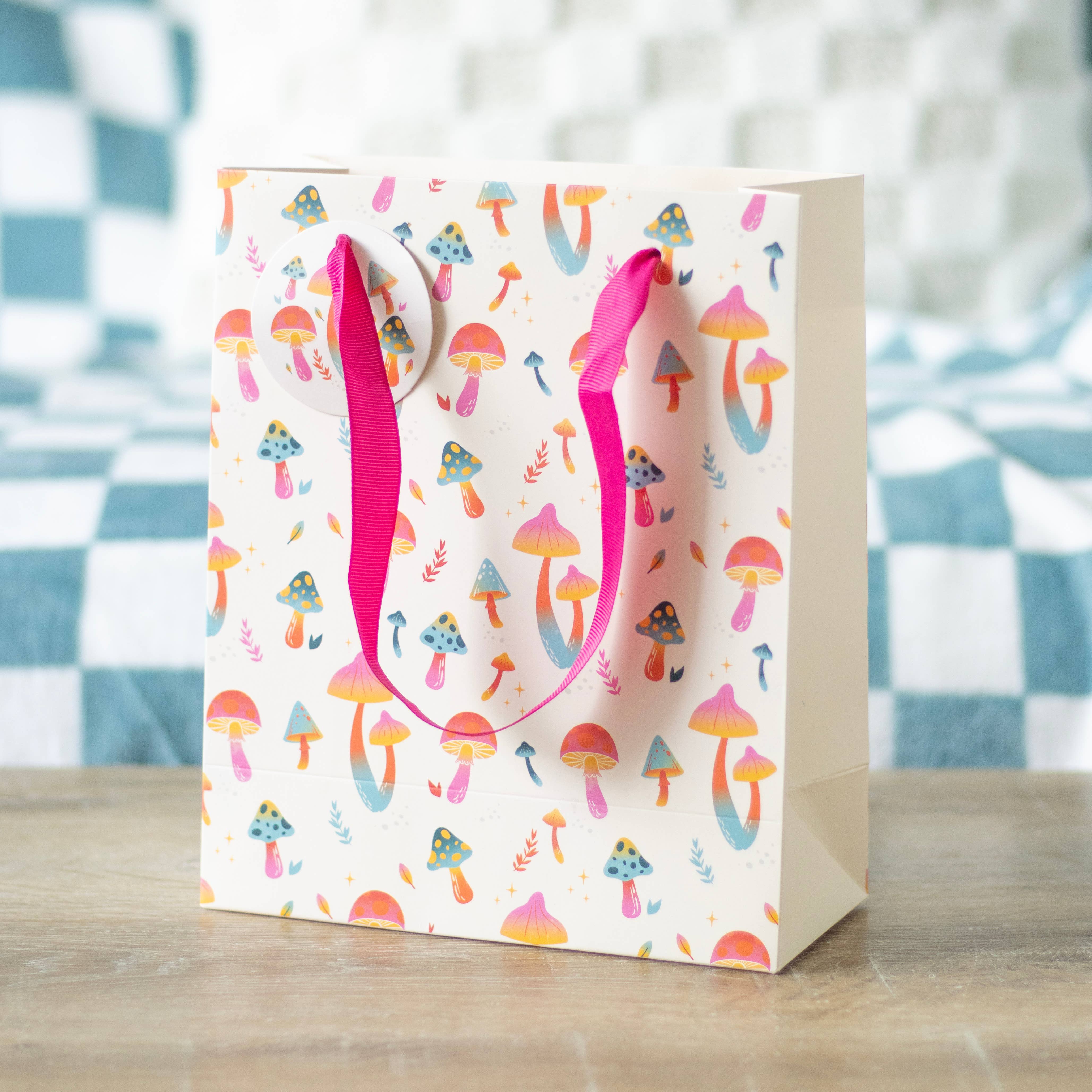 Something Different Wholesale - Wholesale Gift bag - 23cm Medium Funky Fungi Groovy Mushroom Print Gift Bag