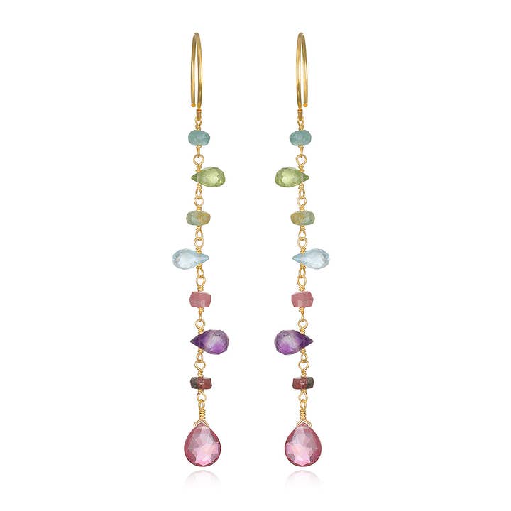 Wildflower Dangle Earrings-Pink Topaz for wholesale on Faire