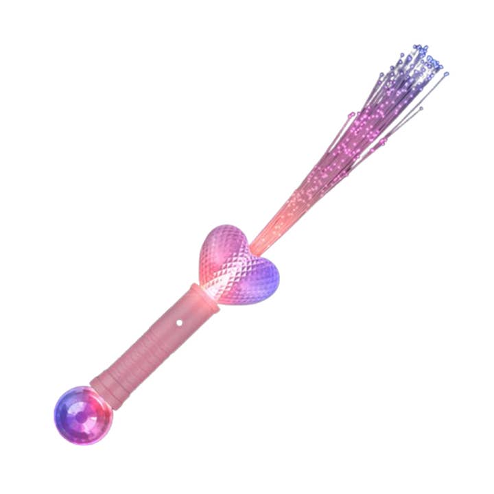 Light Up Fiber Optic Heart Wand with Prism Ball for wholesale by Blinkee.com, LLC