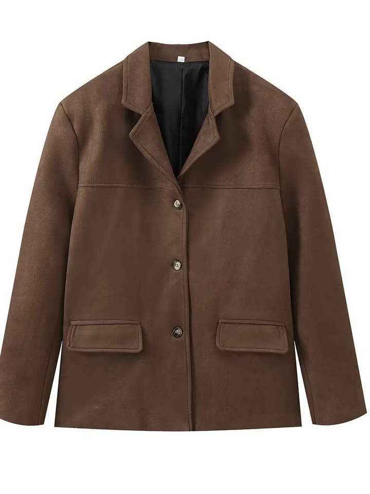 Marrone Giacca Classica Revers a Dente Medio Pesante N5Z350 in vendita all'ingrosso su Faire
