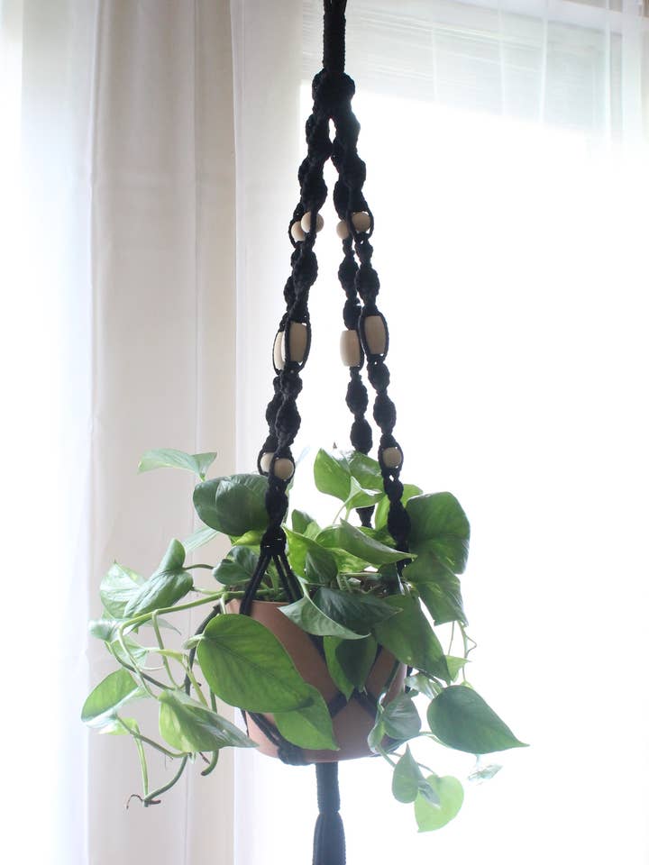 Cintre de plantes à perles multiples, de moyenne à grande taille, noir pour la vente par The Crafty Glammie