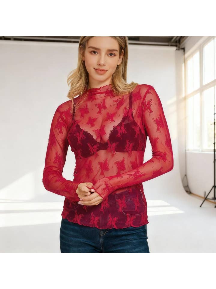 42POPS - Wholesale Knit Top - Women's - ,,..Lace See Through Layering Top29