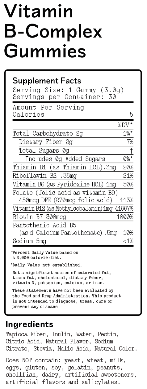 Barker Wellness Co – Großhandel Nahrungsergänzungsmittel/Vitamin zum Einnehmen – Vitamin-B-Komplex-Gummis2