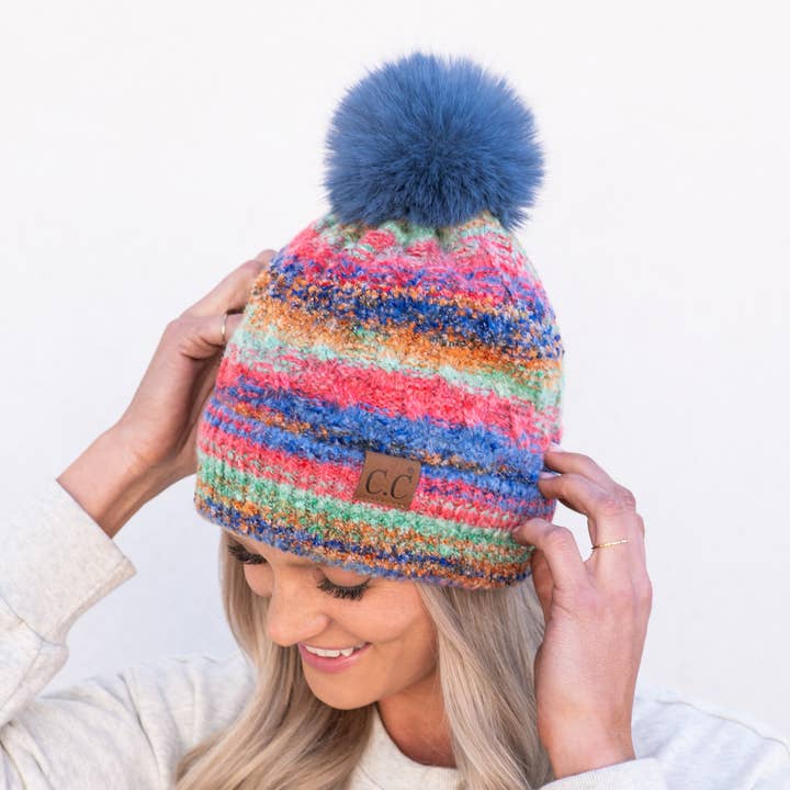 Gorro CC Pom Multicolor Space Color (HTC0041) por atacado de Truly Contagious