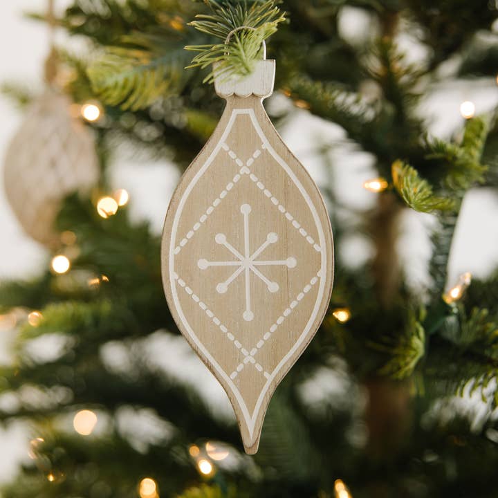 75529 - 2.75x6.5 wood orn (EGG PLD) CHRISTMAS Decor for wholesale by Devanie At Home (Formerly Adams & Co.)