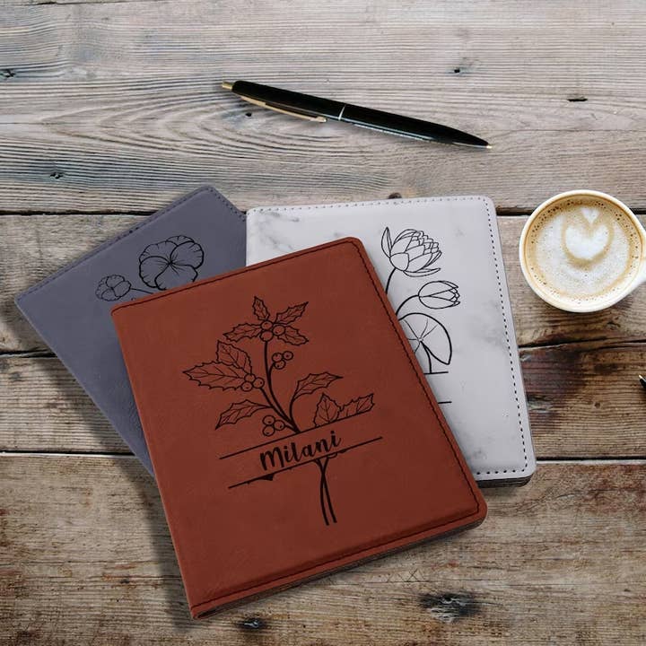Passport Cover, Custom Split Birth Month Flower Travel Gift for wholesale by Engrave My Memories