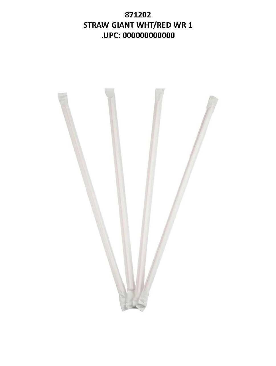 Shop The King - Wholesale Drinking straw - Giant White/ Red 10 Inch Wraped Straws 300ct