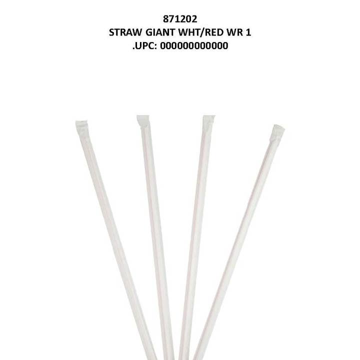 Shop The King - Wholesale Drinking straw - Giant White/ Red 10 Inch Wraped Straws 300ct0