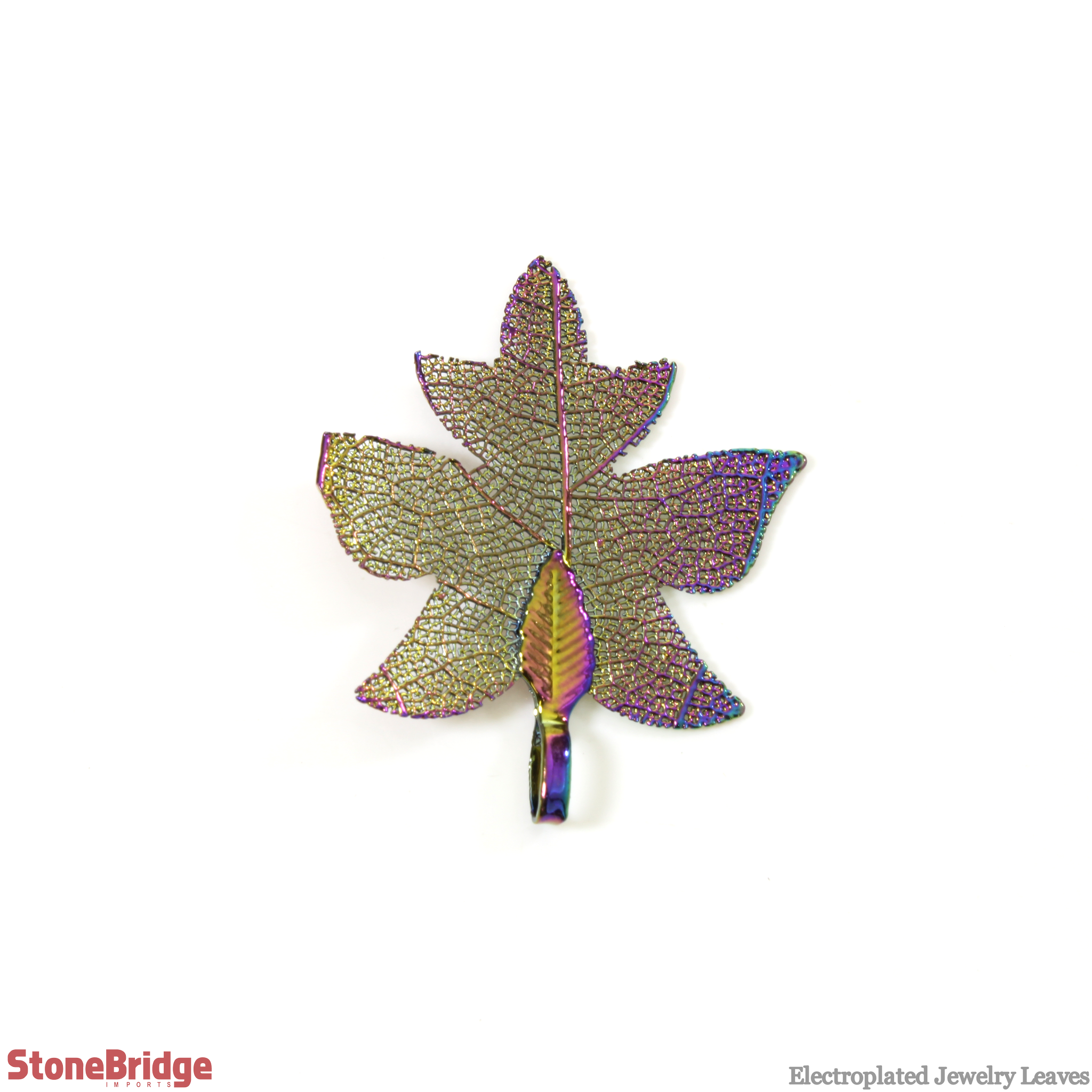 Stonebridge Imports - Wholesale Individual Charm/Pendant - Electroplated Jewelry Leaves - Type #8 - Rainbow (Enhanced)0