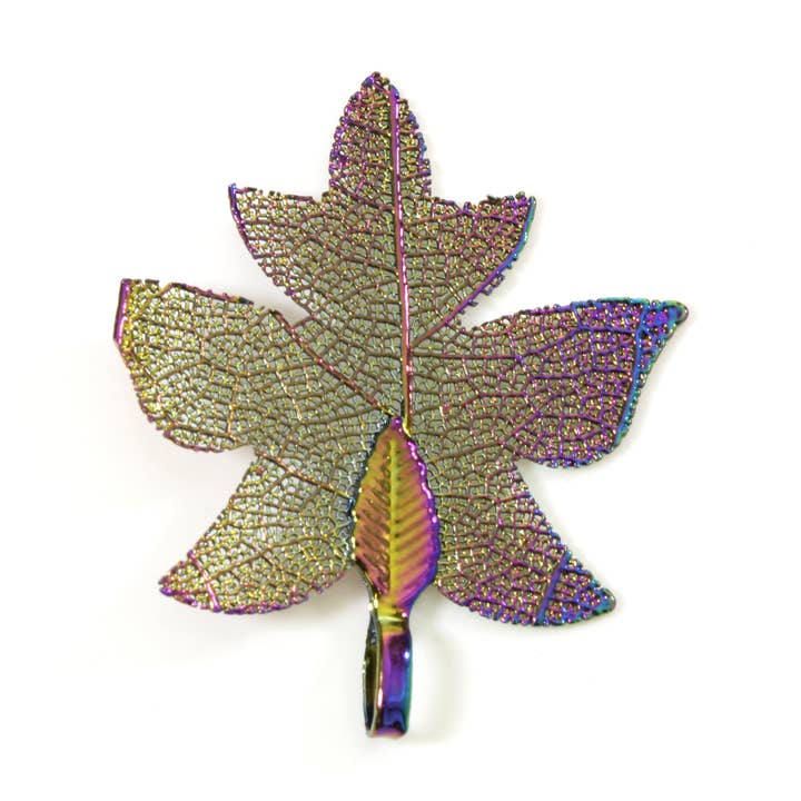 Stonebridge Imports - Wholesale Individual Charm/Pendant - Electroplated Jewelry Leaves - Type #8 - Rainbow (Enhanced)0