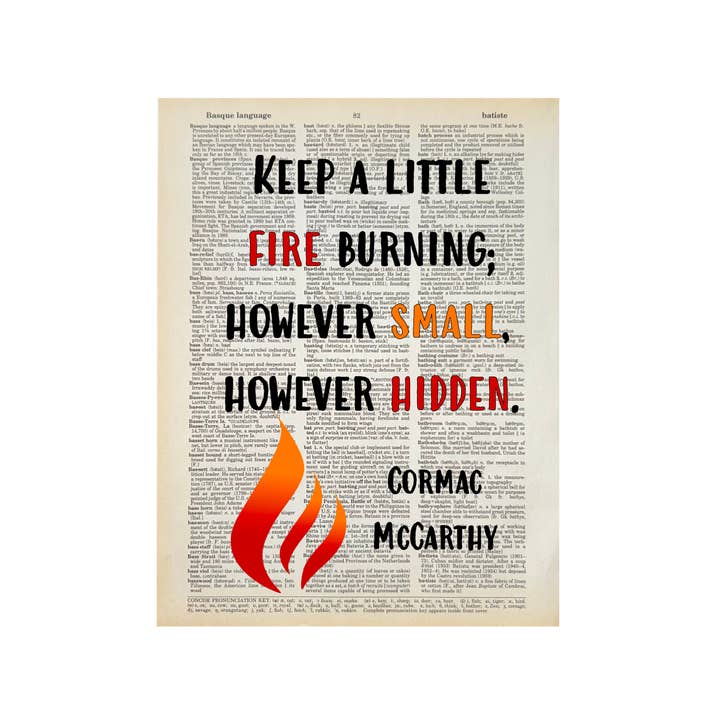 Keep a little fire | Dictionary Print | Vintage Book Art for wholesale by Bookish Birds