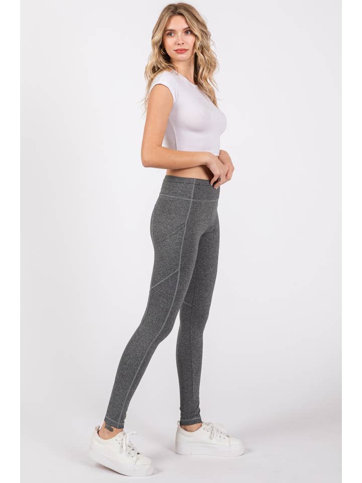 Heather Grey Full Length Active Leggings with Side Pocket for wholesale on Faire