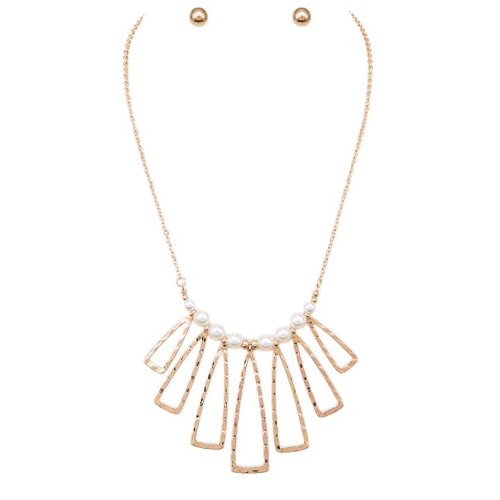 Ensemble de collier à pendentif découpé texturé pour la vente par LA Jewelry Plaza