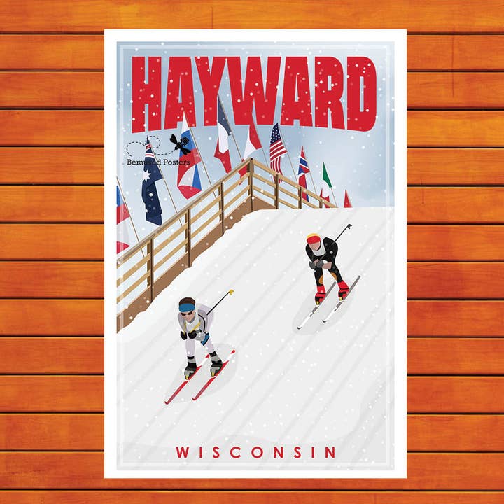 Hayward International Bridge Retro Travel Poster Prints for wholesale by Bemused Creative