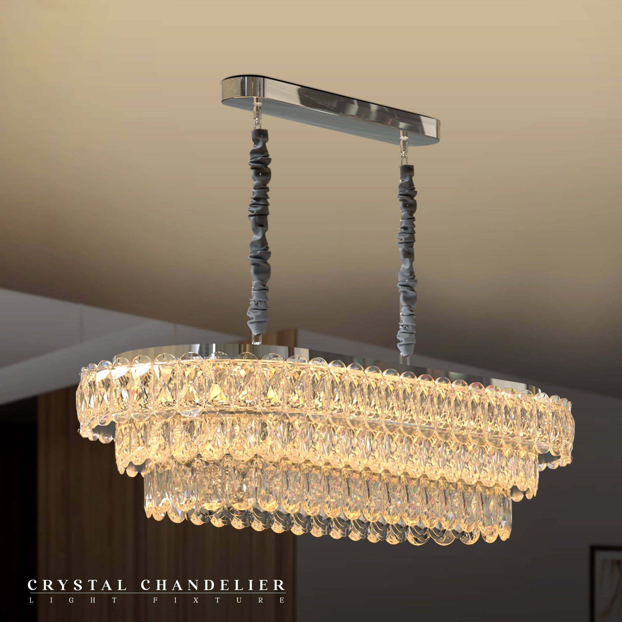 Ledsone - Vente Lustre/Suspension - Lustre de plafond en forme de goutte ovale en cristal ~54240