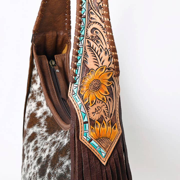 LS Western - Wholesale Shoulder bag – women's - LC-ADBG803 Annie Western Hobo Bag Hair-On Cowhide & Tooled Leather Shoulder Purse18