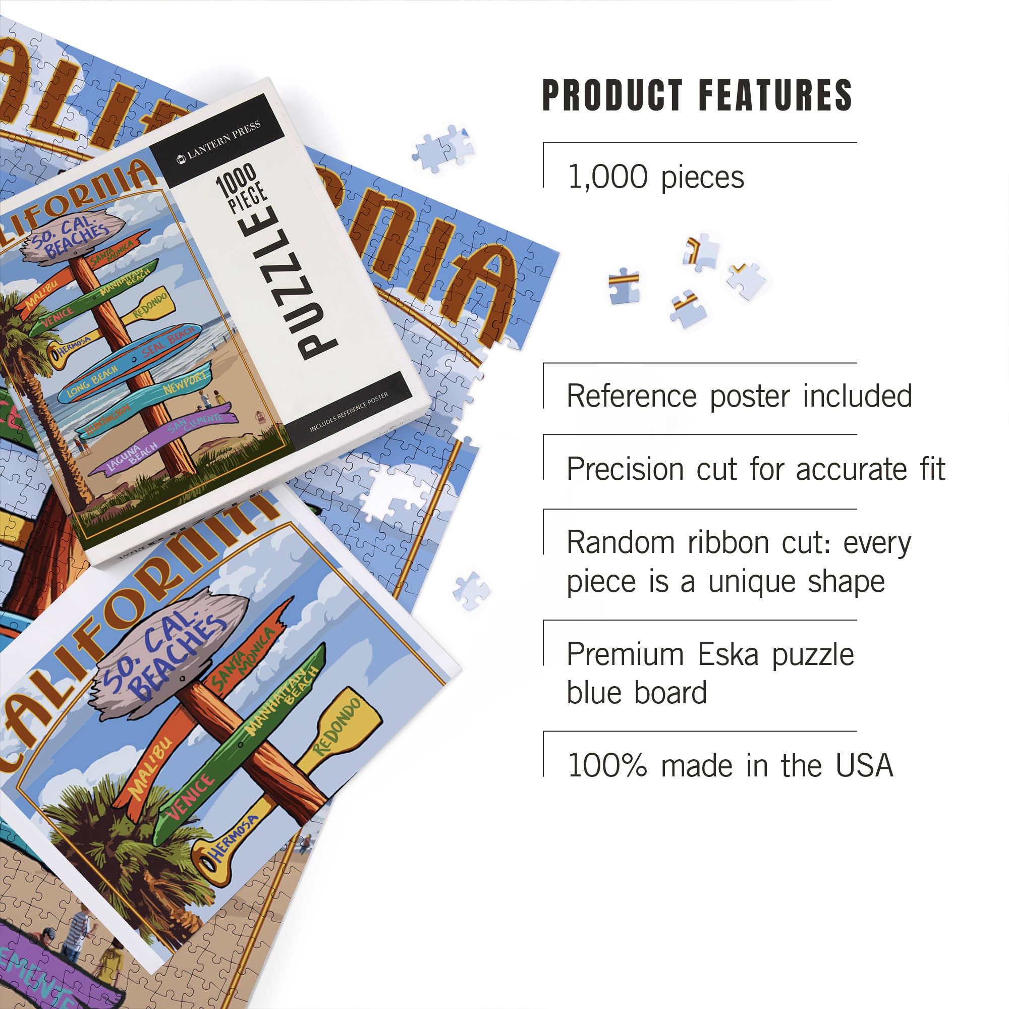 Lantern Press - Venta al por mayor Puzle - Adultos - ROMPECABEZAS DE 1000 PIEZAS Playas y destinos del sur de California2