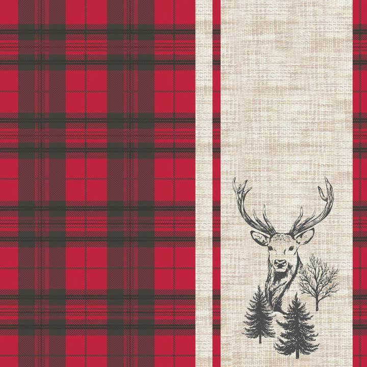 BEV- DEER PLAID, RED BY AMBIENTE for wholesale by Paperproducts Design • Ambiente