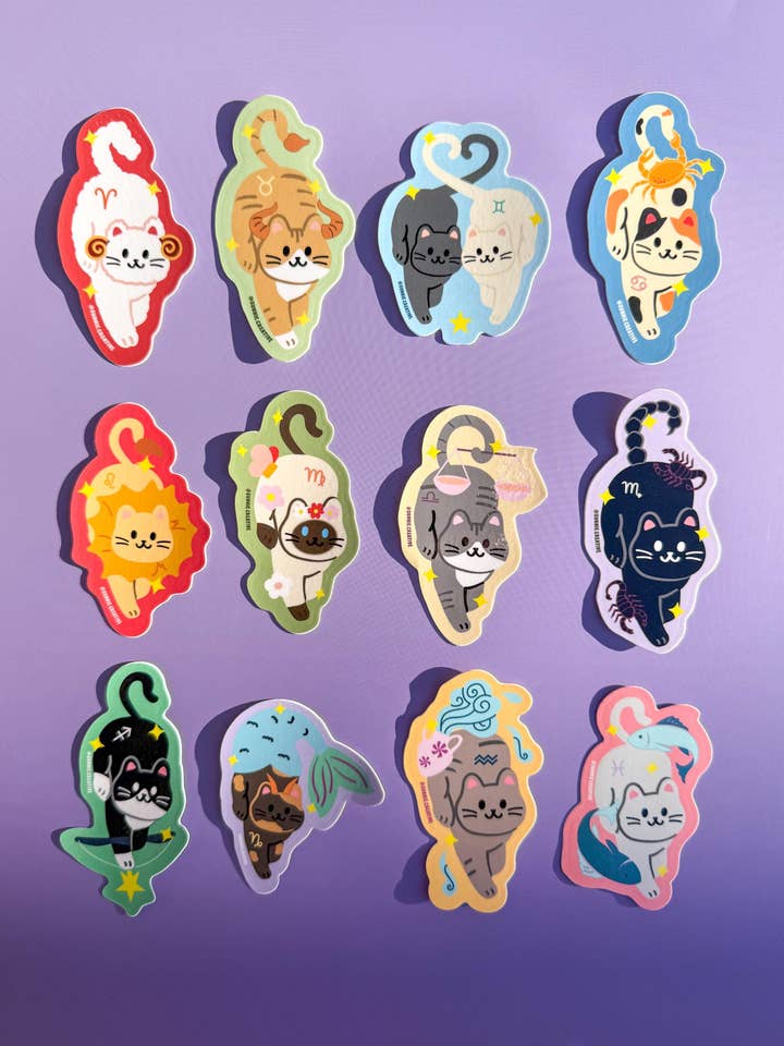 Adesivo Gatti Zodiacali per la vendita all'ingrosso da parte di Sunnie Creative