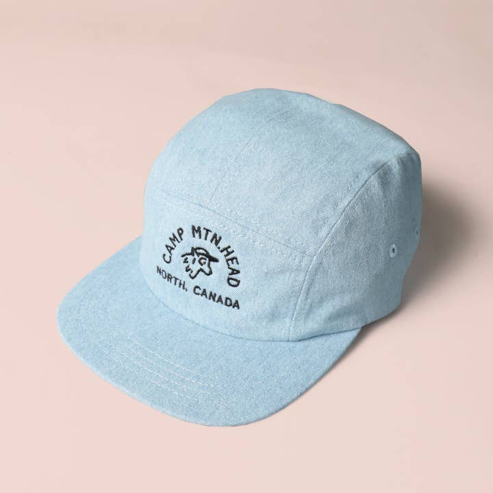 5 Panel - Light Denim - Camp Mtn. Head Embroidery for wholesale by Muttonhead