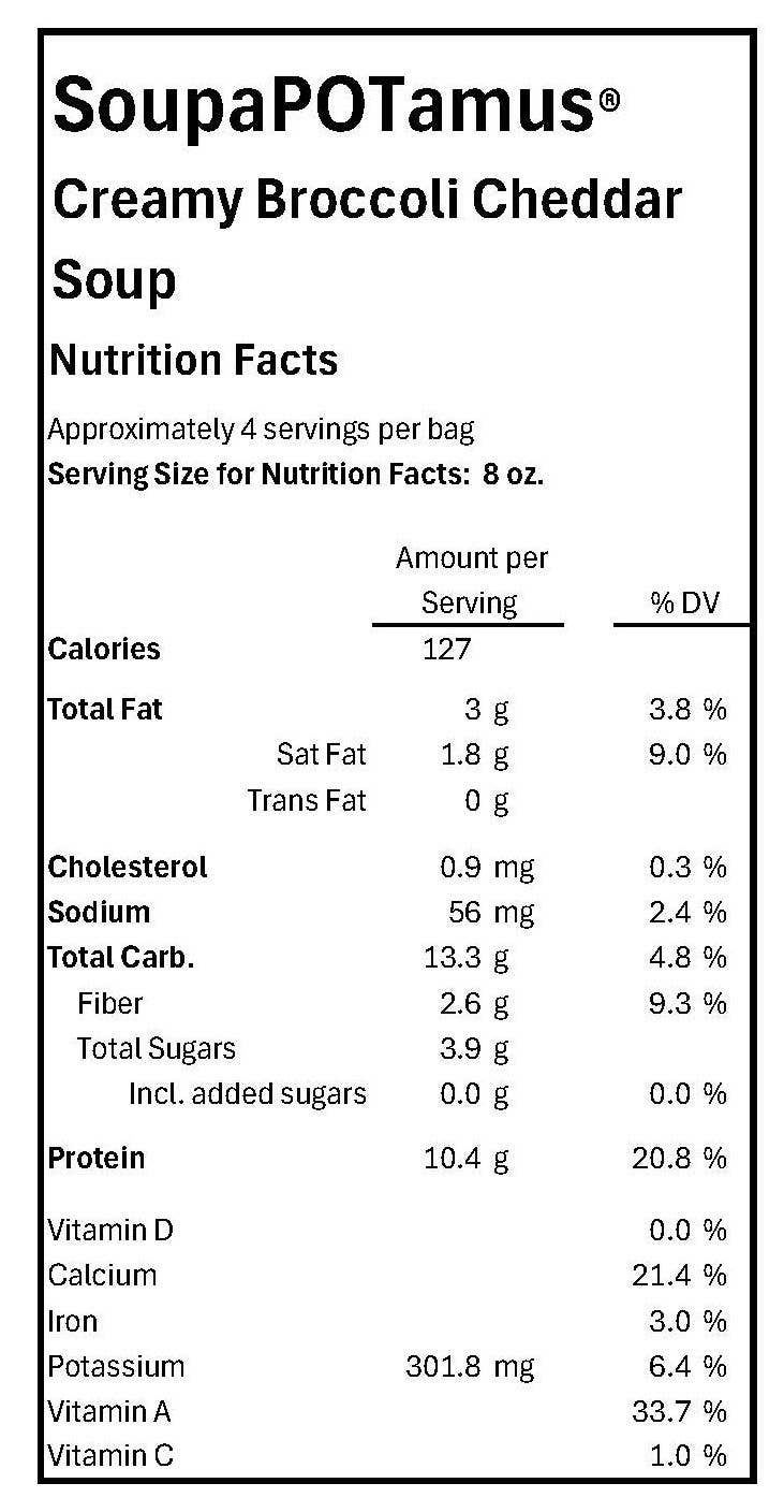 SoupaPOTamus LLC - Wholesale Soup - SoupaPOTamus Creamy Broccoli Cheddar Shelf-Stable Dry Soup3