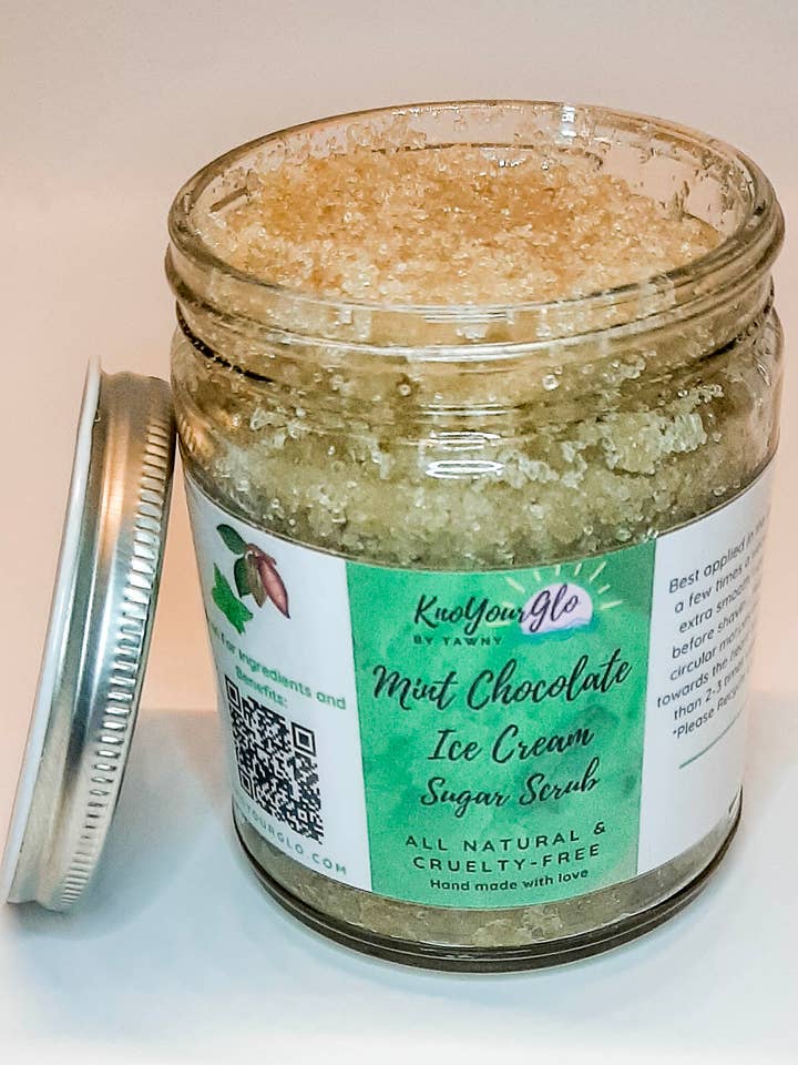 Mint Chocolate Ice Cream- Sugar Scrub 9oz. for wholesale by KnoYourGlo