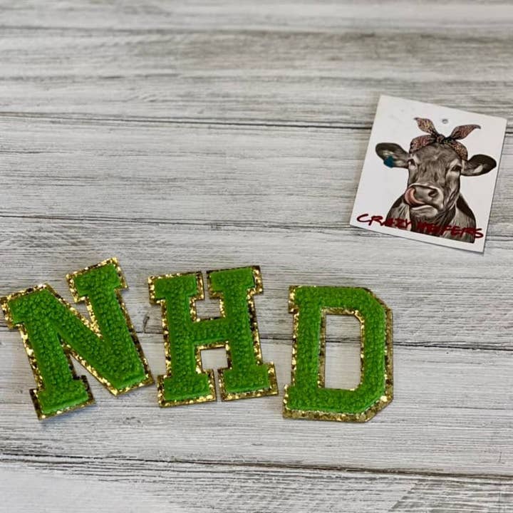 Letras de Chenille - Stick On Green por atacado de Crazy Heifers Wholesale