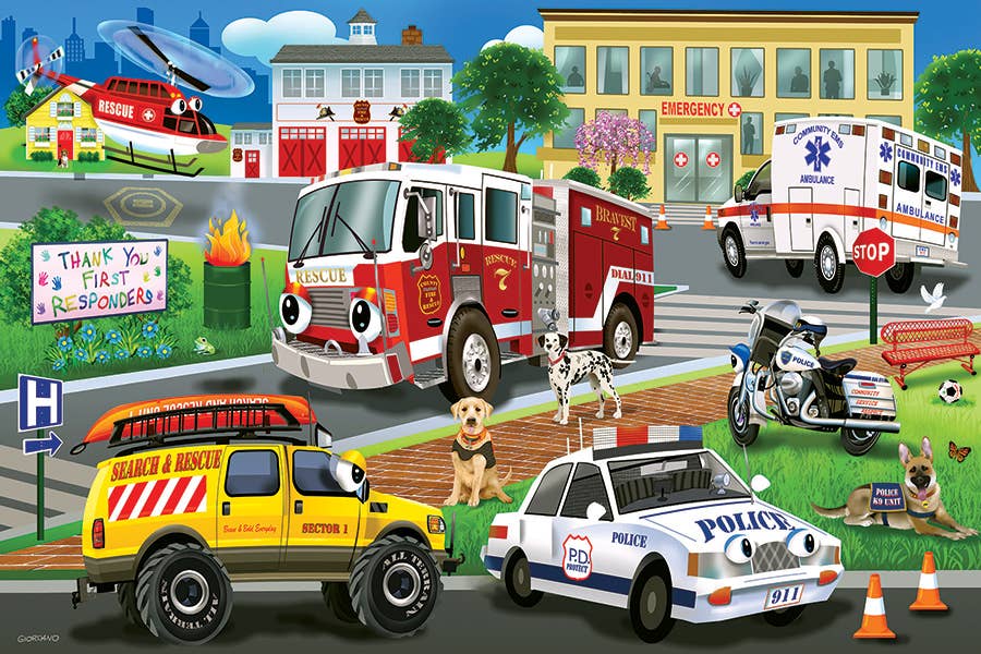 Outset Games and Cobble Hill Puzzles - Wholesale Puzzle - Kids - First Responders (35pc) Floor Puzzle - Ages 3+0