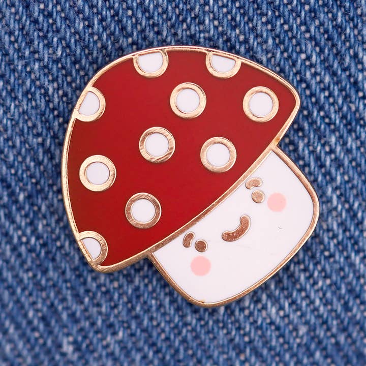 Fluffmallow (Custom duties for USA are pre-paid by us) - Wholesale Lapel Pin/Button - Cute Kawaii Mushroom Enamel Pin3