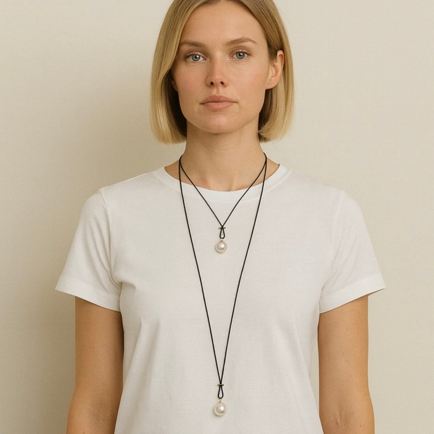 Deborah Grivas Designs - Wholesale Pendant/Charm Necklace - Long Black Linen Cord Criss-Cross Style Necklace With Large Chocolate Pearl Pendant1