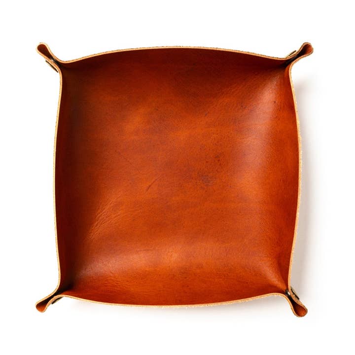 Popov Leather - Wholesale Decorative Tray - Leather Valet Tray - English Tan