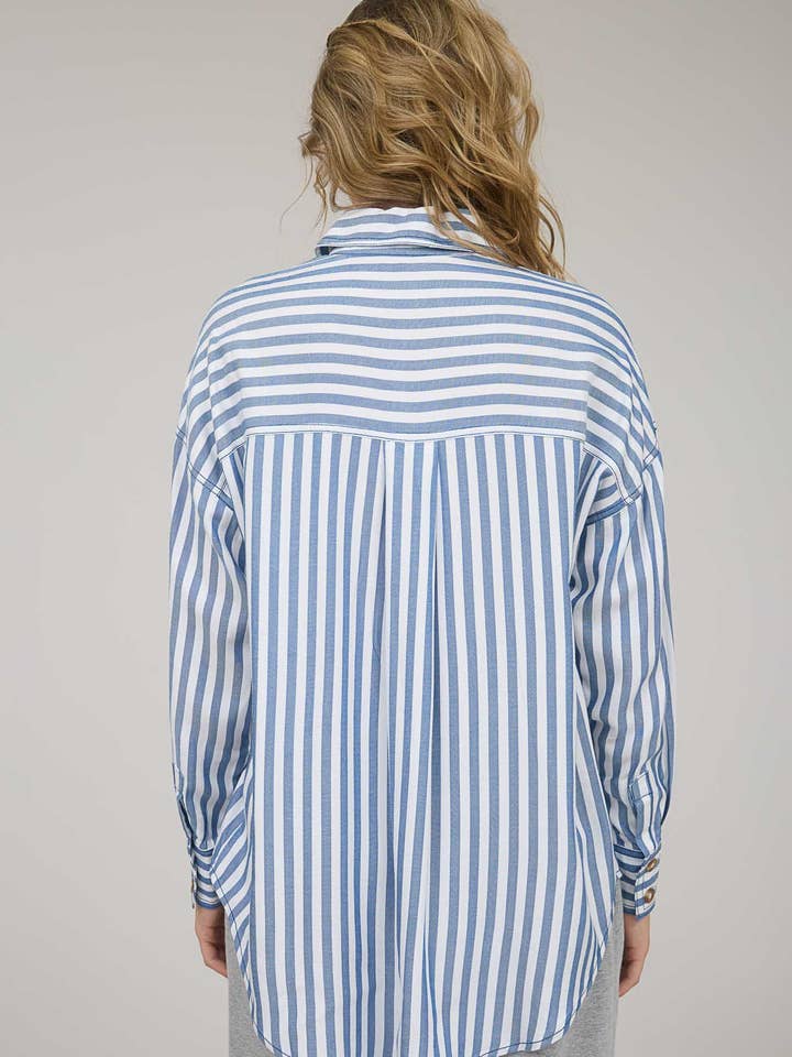 Blu Pepper – Engroshandel Bluse - Dame – LANGÆRMET SKJORTE MED STRIBE OG KNAPPER7